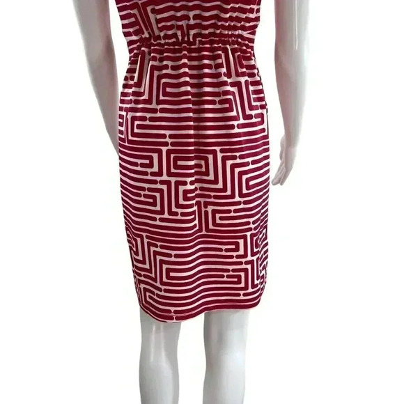 Vfish Designs Geometric Print Dress S High Neck Collar V Neck Minimalistic NWT - Picture 5 of 15